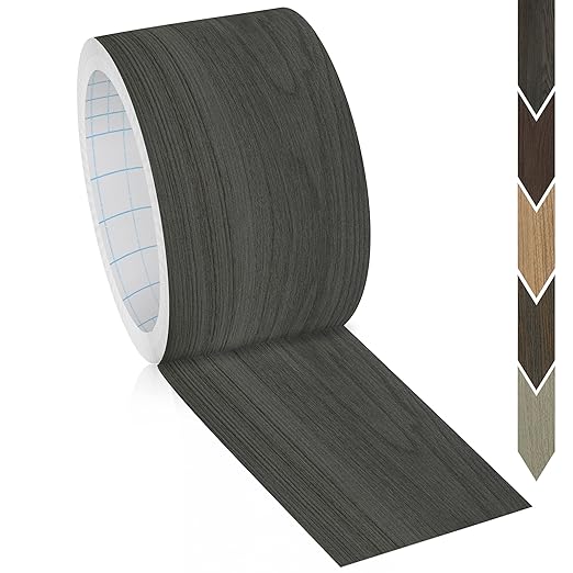 GSCIT Club Dark Walnut Wallpaper, 2.4 inch X 50ft Self Adhesive Wood Grain Repair Tape Dark Walnut Repair Patch for Tables, Chairs, Baseboards, Doors, Windows, Floors, Handicraft DIY.