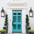 Darkaway Outdoor Lights Fixture Wall Mount, Large 22inch Exterior Wall Light with Water Ripple Glass Waterproof Black Outside Wall Sconce for House Porch Hallway Garage