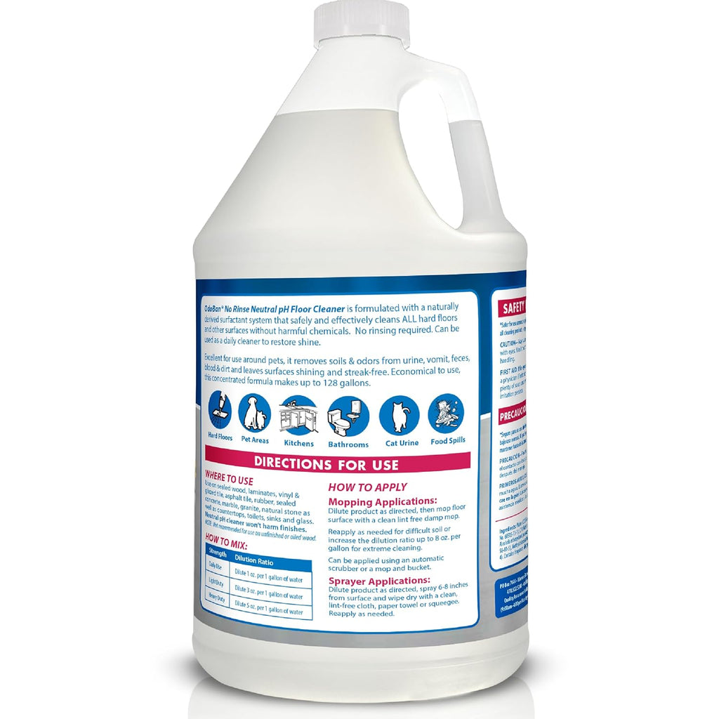 OdoBan Pet Solutions No Rinse Neutral pH Floor Cleaner Concentrate, Made in the USA, Splash O' Citrus Scent, 2 Gallons