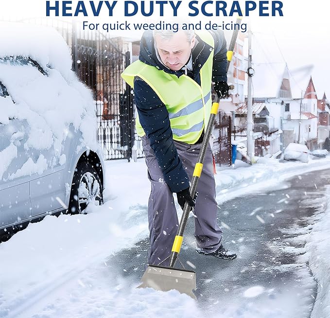 Garden Flat Scraper, 60" Multifunctional Cleaning Shovel, Heavy Duty Manual Weeder Metal Floor Scraper Garden Tool for Scraping, Ice Remove, Lawn Digging, Weeding, Edging