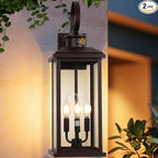 24" Dusk to Dawn Outdoor Wall Sconce: Bronze Large Porch Light 3-Light Waterproof Modern Exterior Lighting Fixture Wall Mounted, Outside Lamp for House Garage E12