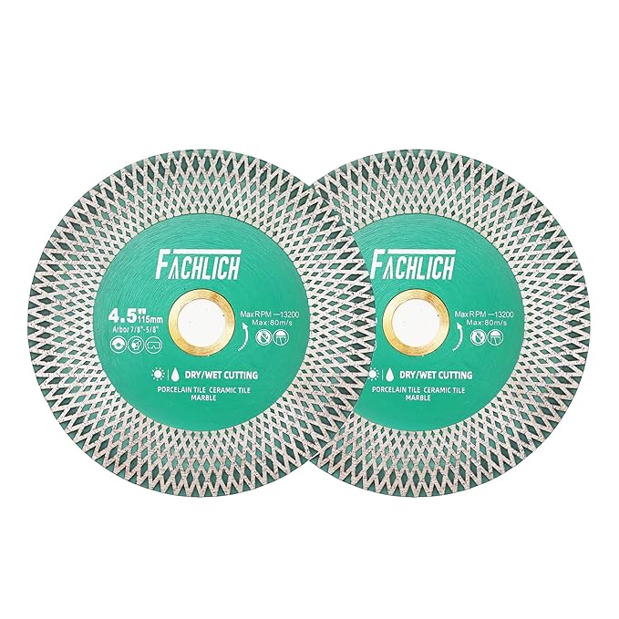 Tile Saw Blade 4-1/2" Diamond Blade 2pcs 115mm for Cutting and Grinding Ceramic Tile Porcelain Marble Granite