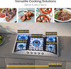 Empava 30 Gas Stainless Steel 5 Italy Sabaf Sealed Burners with NG/LPG Conversion Stove Top Cooktops Designed for Kitchen and RV Use, 30 Inch