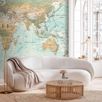 artgeist Premium Wall Mural World Map 157x110 in - XXL Non-Woven Wallpaper Fleece Wall Decor Photo Print Picture Image Design Home Map of The World k-A-0091-a-d