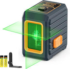 Laser Level, CIGMAN CM-G01 Self-Leveling Green Cross Line Laser, 100ft Range, 4 Brightness Levels Up to 28H Runtime, Compact 6.4oz, IP54, Magnetic Bracket, for Picture Hanging, Tile, DIY & Renovation