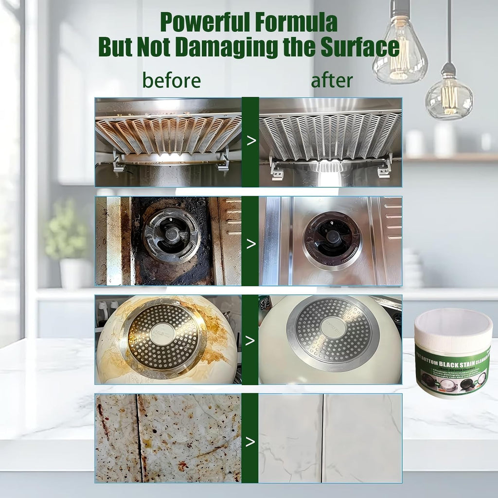 Truey Pot Bottom Black Stain Cleaner Set, 400g, Pot and Pan Bottom Cleaning Paste, Powerful Kitchenware Cleaner, Cooktop Pot Cleaner Effortless for Burned Cookware, Multi-purpose Oil Stain Remover