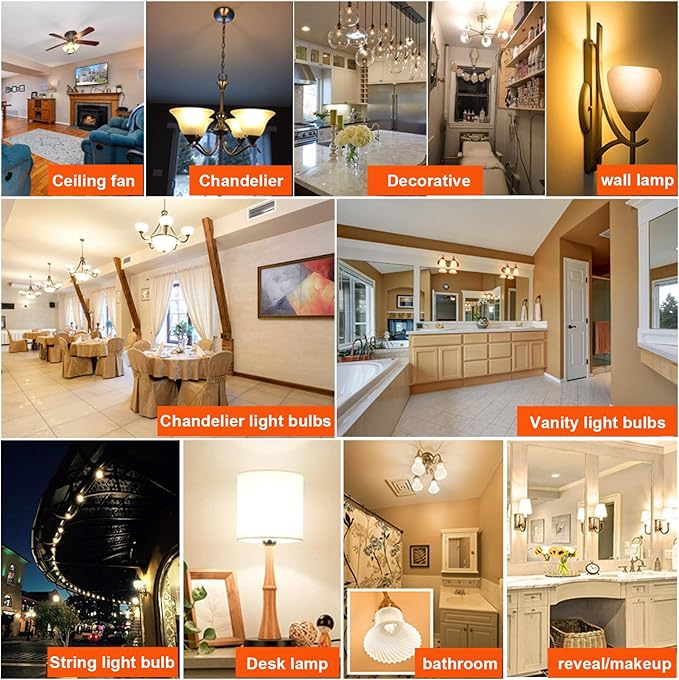 LiteHistory e12 led dimmable g16.5 Light Bulb 6W Equal 60 Watt 600lm AC120V e12 Candelabra Bulb 60 Watt for Chandeliers,Ceiling Fan,Vanity Warm White 2700K Globe e12 Light Bulb 6Pack