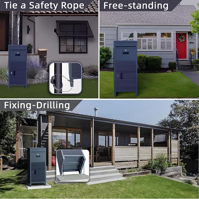Package Delivery Boxes for Outside, Parcel Drop Boxes with Lock,Custom Address Stickers Package Drop Boxes for Outside is Weatherproof,Package Delivery Box for Porch,No Installation(15.7*15.7*37.8 in)