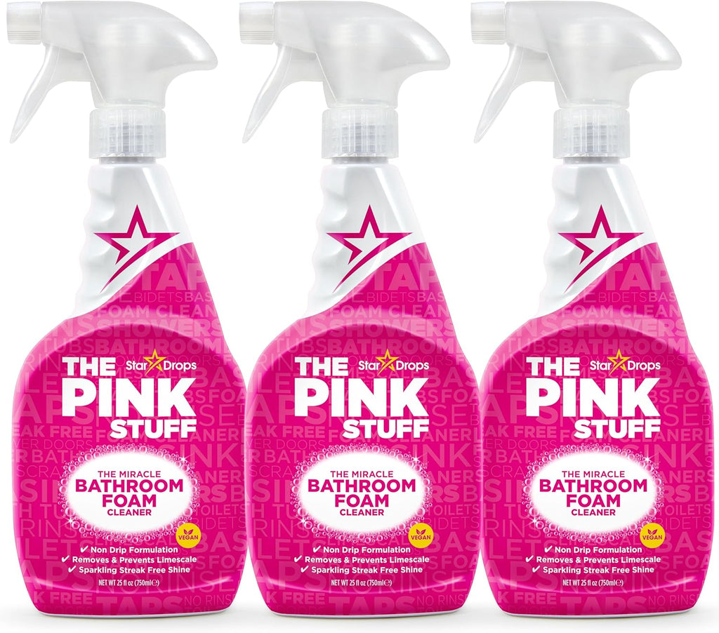 Stardrops - The Pink Stuff - The Miracle Bathroom Foam Cleaner 750ml 3-Pack Bundle (3 Bathroom Foam Spray)
