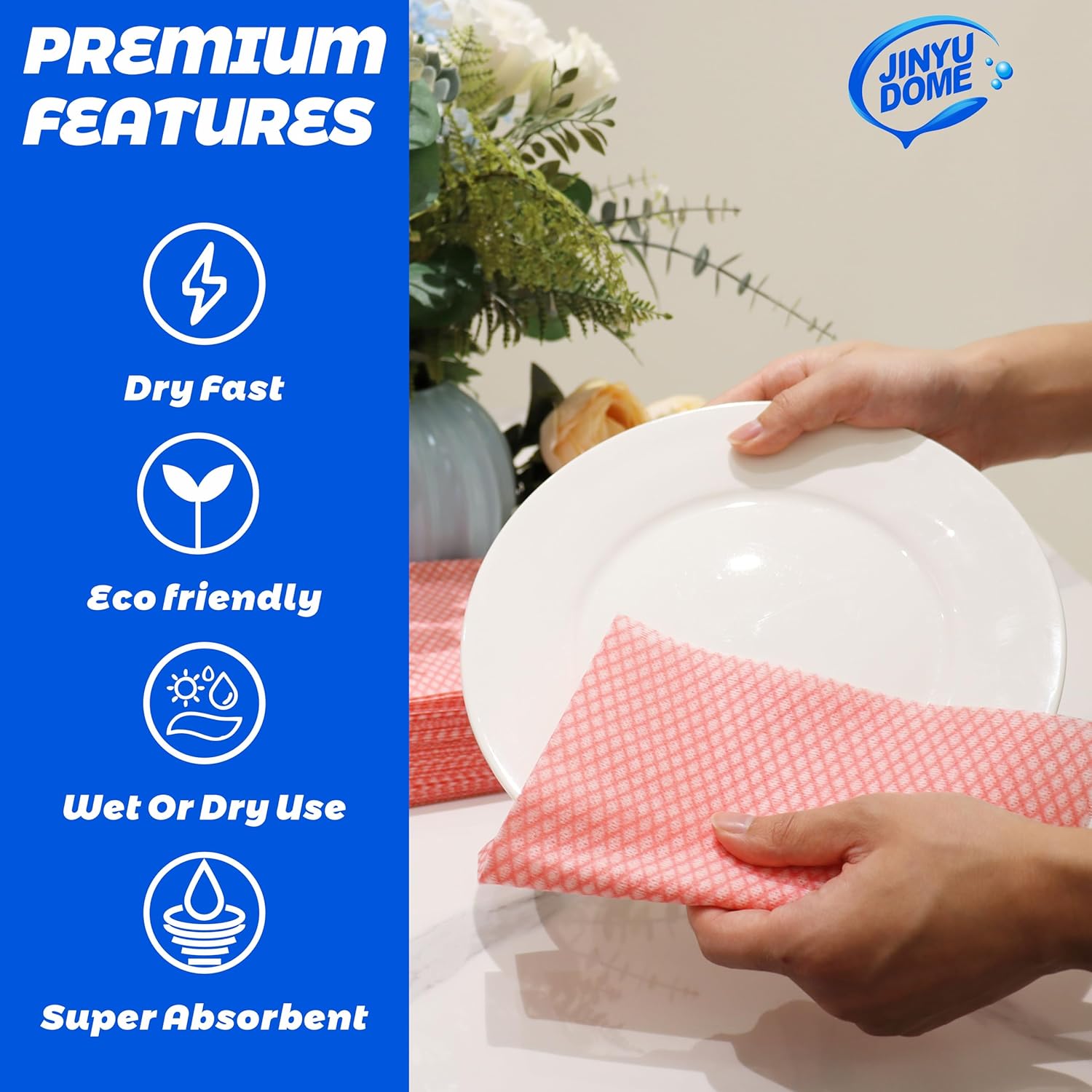 Disposable Kitchen Cleaning Cloths Dish Towels Dish Cloth Reusable Cloths for Kitchen, Bathroom, Household Cleaning (Red 100 Pack)