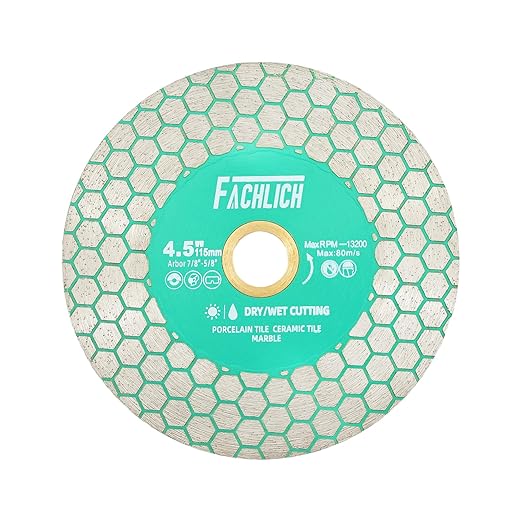 4-1/2" Diamond Tile Saw Blade - FACHLICH 115mm Cutting Wheel for Cutting and Grinding Porcelain Ceramic Tile Marble Artificial Stone