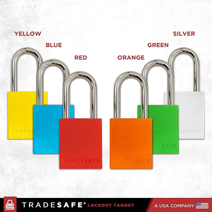 TRADESAFE Lockout Tagout Locks Set - 10 Yellow Aluminum Loto Locks, Keyed Different Lock Out Tag Out Padlocks, 2 Keys Per Lockout Padlock, OSHA Compliant