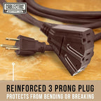 75 ft Brown Outdoor Extension Cord 3 Outlet Triple Tap, 16/3 SJTW Heavy Duty 16 Gauge Exterior Extension Cord with Multiple Outlets 3 Prong, Weatherproof Cable for Landscaping, Deck, Patio