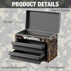 WORKPRO Metal Mini Tool Box, Top Tool Chest containing Two Drawers with Ball Bearing Slides, PVC Drawer Liners and PP Feet Pads, Durable Cold Rolled Steel Small Toolbox for Multi-Purpose Storage
