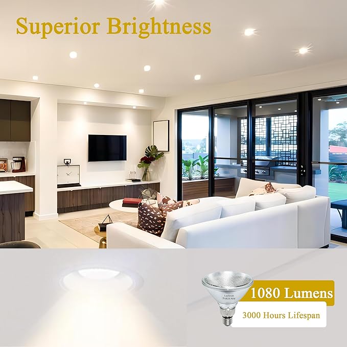 PAR38 Halogen Flood Light Bulbs, 90W Equivalent, 120V, E26 Base, 2700K Warm White Light for Indoor and Outdoor 8 Pack