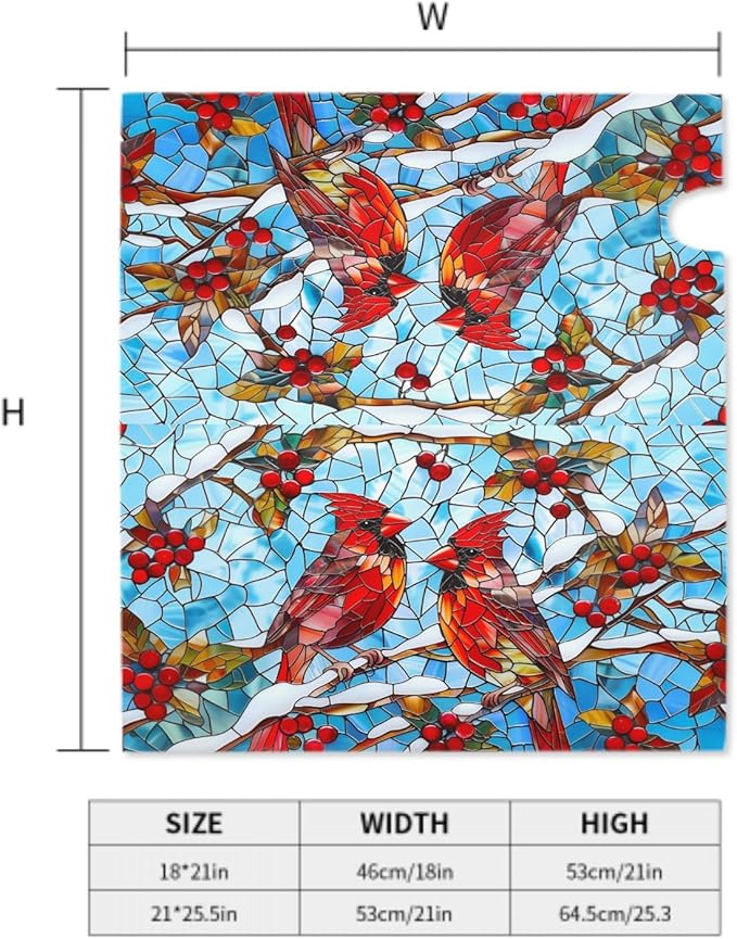 Giwawa Winter Cardinal Bird Mailbox Covers Red Birds on Holly Berry Branches Snow Mail Box Cover Magnetic Oversized 25.5 x 21 Stained Glass Christmas Mailbox Wrap Holiday Mailbox Xmas Decorations