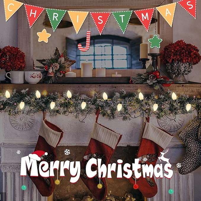 Abeja C7 Ceramic White Replacement Bulbs, 25 Pack C7 White Replacement Bulbs, 5W Vintage Bulbs for Outdoor Indoor Patio Christmas Decoration-E12 Candelabra Base