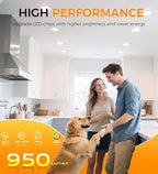 CLOUDY BAY 6 inch 3000K/ 4000K/ 5000K Three Color Temperature Selectable, Dimmable 15W CRI 90+, Ultra Thin LED Recessed Light with Junction Box, Canless Wafer Downlight, Damp Location,White, 12 Pack