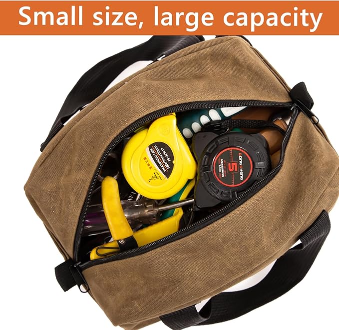 12-Inch Heavy Duty Tool Bag, Close Top Wide Mouth Tool Organizer Bag,Large Capacity Tool Bags for Men, Storage Bag for Storage Handbag for Screwdrivers,Wrench,Pliers Hand Tools