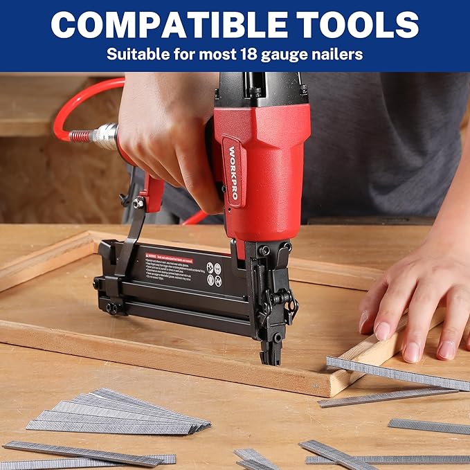 WORKPRO 5/8'' 18 Gauge Brad Nails, 6000 Count Finishing Nails, Universal Brad Nail Gun Nails for Pneumatic & Electric Brad Nailers