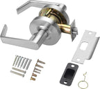 LYNN HARDWARE Commercial Door Lever Lock - Heavy-Duty Locking Door Handle, Designer Door Handles, Cylindrical Lever Lock, Non-Handed Grade 2 Door Handle, Satin Chrome, Passage/Closet