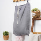 Linen Hanging Laundry Bag, Over The Door Laundry Hamper for Dirty Clothes, Drawstring Closure with Bottom Zipper, Gray