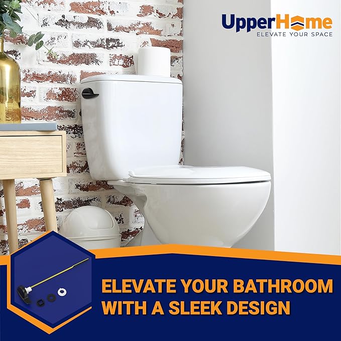 Universal Toilet Handle Lever Replacement - Toilet Flusher Replacement, Side Mount Toilet Tank Lever Fits Most Toilet Tanks - Efficient and Easy to Install Toilet Handle Replacement - Black Finish