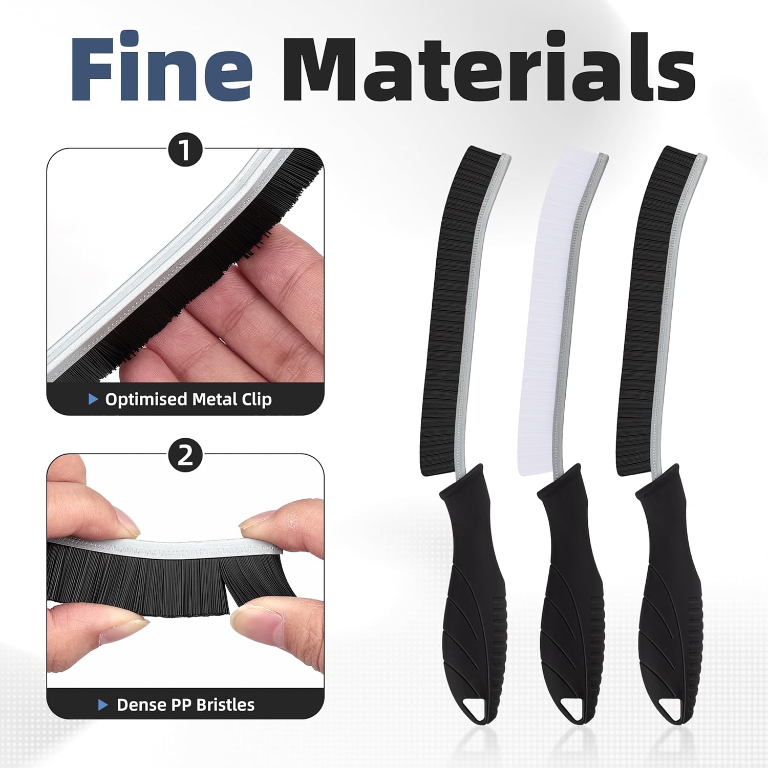 Hard Bristle Crevice Cleaning Brush - Cleaning Supplies - Grout Cleaning Brushes for Household Use - Crevice Cleaning Tool for Bathroom, Home and Kitchen (5, Black)