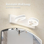 LED Bathroom Light Fixtures,15inch White Vanity Lights, Modern 2 Light Acrylic Wall Sconces, 350° Rotatable Wall Lighting Fixture Over Mirror