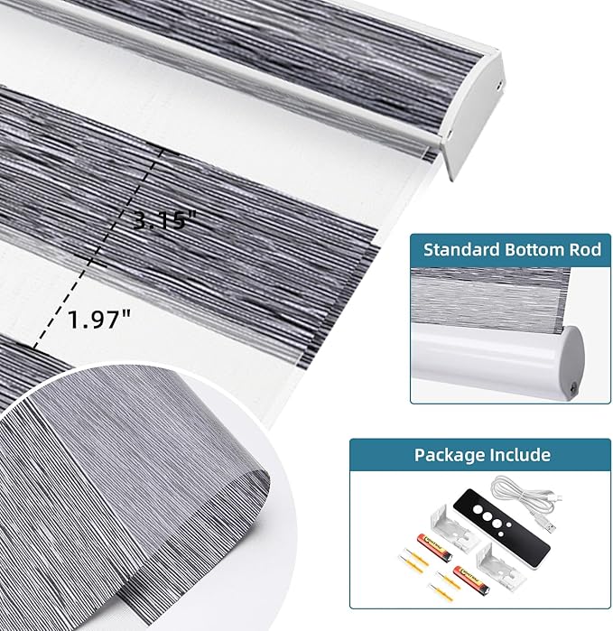 SmartWings Motorized Zebra Shades Work with HomeKit, Alexa, Google Home, 60% Blackout Light Filtering Day Night Sheer Blinds, Privacy Light Control, for Home/Office, Customized, Dreamscape