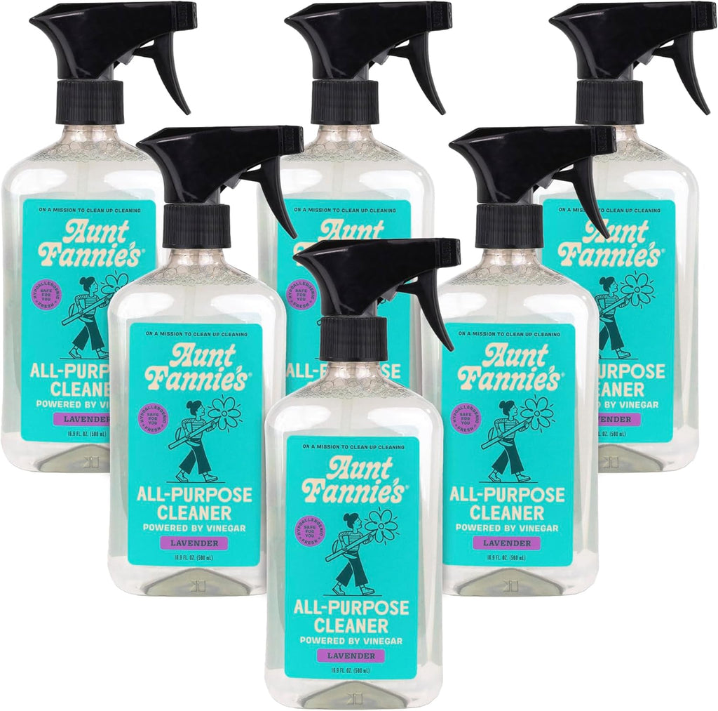 Aunt Fannie's All Purpose Household Cleaner, Multi-surface Spray, Powered by Vinegar for Kitchen, Bath, Windows and Countertops, Lavender Scent (Pack of 6)