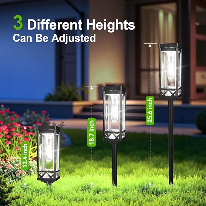 KOOPER Taller Solar Pathway Lights Outdoor, 8 Pack Upgraded Brighter Solar Garden Lights Solar Powered, Up to 15 Hours Outdoor Solar Lights for Yard Landscape Path Walkway Driveway （Cool White）
