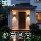 Motion Sensor Outdoor Wall Lights, Dusk to Dawn Porch & Patio Sconce with E26 Dimmable LED Bulbs, Black Aluminum Up & Down Exterior Lights for Garage, Garden, Front Door, ETL Listed