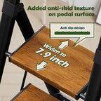 Taranta 4 Step Ladder, Portable Folding Ladder with Wide Pedal, Lightweight Aluminum Step Stool with Convenient Handgrip, 330 lbs Capacity Stepladder for Home, Office - BlackWoodgrain
