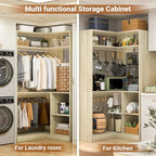 Aheaplus Corner Closet System with Shelves, 34’’ Closet Organizer System with Hanging Rods, Wood Walk-in Closets for Corner Small Space,Freestanding Corner Tower, L Shaped Garment Rack, Black