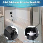 Enhon 2 Set Tub Spout Diverter Repair Kit, Includes 2 x Diverter Valve Stems, 2 x Cup Seals and 2 x Gates, Bathroom Shower Bathtub Leaky Faucet Repair Replacement Parts(Matte Black,Classic)