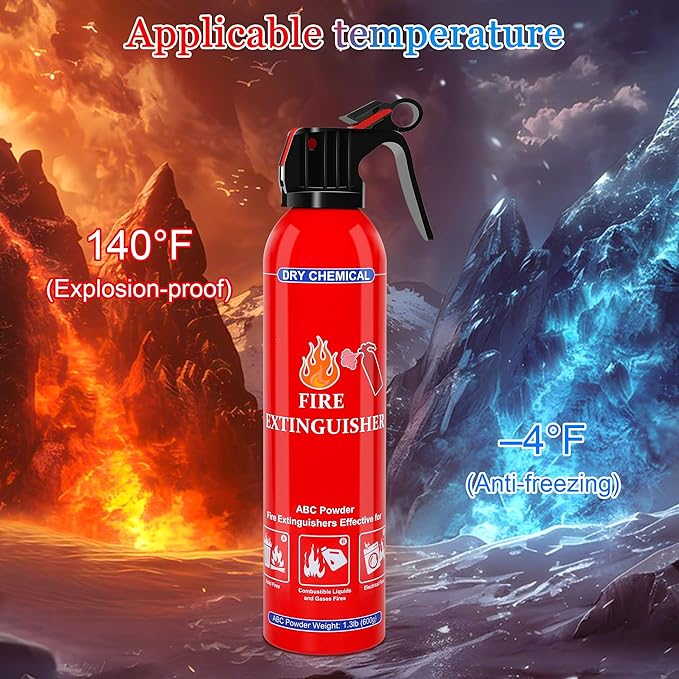 2 Pack ABC Dry Chemical Fire Extinguishers, Portable Dry Powder Fast-Acting Fire Extinguisher with Mount, Suitable for Home, Car, Boat, Truck, Electrical, Grease Fires