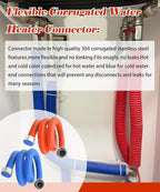 36 inch Flexible Stainless Steel Corrugated Water Heater Connector,3/4" FIP x 3/4" FIP Water Heater Supply Lines Fit For Water Softener Hot &Cold Water Hose