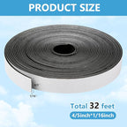 Weather Stripping Door Seal Strip (4/5 Inch X 1/16 Inch X 32Feet), Strong Adhesive, Lightproof, Soundproof, Weatherproof Foam Tape Insulation for Sliding Door, Front Door Frame, Windows- Black