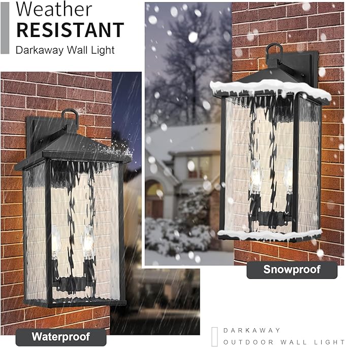 Darkaway Outdoor Wall Lights,17 Inch Tall Exterior Lighting Fixtures Wall Mount Outdoor Porch Lights Outside Sconce with Glass E12 Socket for House Patio Hallway Garage