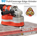 Electric Diamond Polisher Machine+Telescopic Rod 3800W 6 Speed Gears Triple Head Concrete Diamond Grinder for Metal,Stone,Cement Brick Surface Grinding,Epoxy Resin Removal Rock Granite