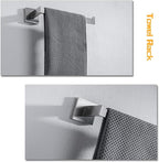 4-Piece Bathroom Hardware Set, Towel Rack Towel Bar Towel Holder Toilet Paper Holder Brushed Nickel Towel Hooks Modern Square Stainless Steel Wall Mounted Bathroom Accessories Set, 23inch