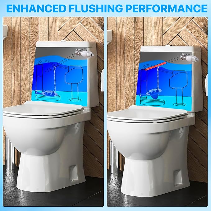 Universal Toilet Flapper Replacement Kit, 2 Inch Toilet Tank Flapper with Stainless Chains, Designed for American Standard Kohler Toto Gerber Toilet Heavy duty Rubber Stopper Water Saving (Blue 2 PCS)