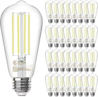 TJOY 32 Pack Vintage Edison LED Light Bulbs, Dimmable, 60W Equivalent, E26 Medium Base, 5000K Daylight, ST58, 8W, 800LM, Ultra-Bright, 80+CRI, Antique Decorative Filament, Clear Glass