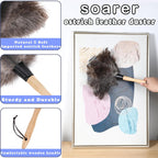 Soarer Ostrich Feather Duster - 14 inches Fluffy Handle Reusable Feather Duster 2pcs Cleaning Brush for Cleaning Supplies,Ceiling Fan, Crafts, Blinds, Furniture