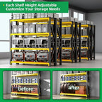 3000LBS Heavy Duty Storage Shelves,63''H Metal Garage Shelving, 4-Tier Adjustable Garage Organization Shelving Units, Industrial Shelving for Warehouse,Workshop- Black & Yellow