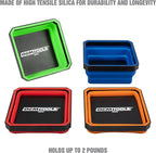 OEMTOOLS 26052 Foldable Magnetic Tray Set, Magnetic Tray for Mechanic's Small Parts, Sorting and Storage, Collapsible, 4-1/2" Square, 2 lb. Capacity, 4 Colors