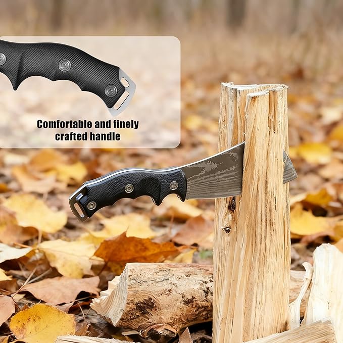 11 Inch Hatchet with Sheath, Small Compact Machete Axes, Fixed Blade Full Tang Camping Tactical Knife for Woodworking, Garden Machete Axe with Sheath for Bushcraft Yards Bushes Wood, A4SL