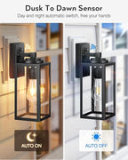 VIANIS 14.5" Large Outdoor Sconce Lights, Black Dusk to Dawn Outdoor Lighting with Tempered Bubble Glass, Anti-Rust Outside Light Fixtures Wall Mount, Waterproof Front Porch Light for Porch, Garage