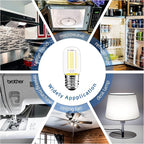 2.5 Inch E17 Intermediate Base LED Filament Bulb 360 Lumens, 5000K Daylight White Dimmable Appliance Bulb AC 120V, UL Listed T8 Microwave Light Bulbs Under Hood for Refrigerator Stove 4Pack